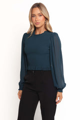 Aranha Sheer Sleeve Top - Dark Blue - XL - Image 31
