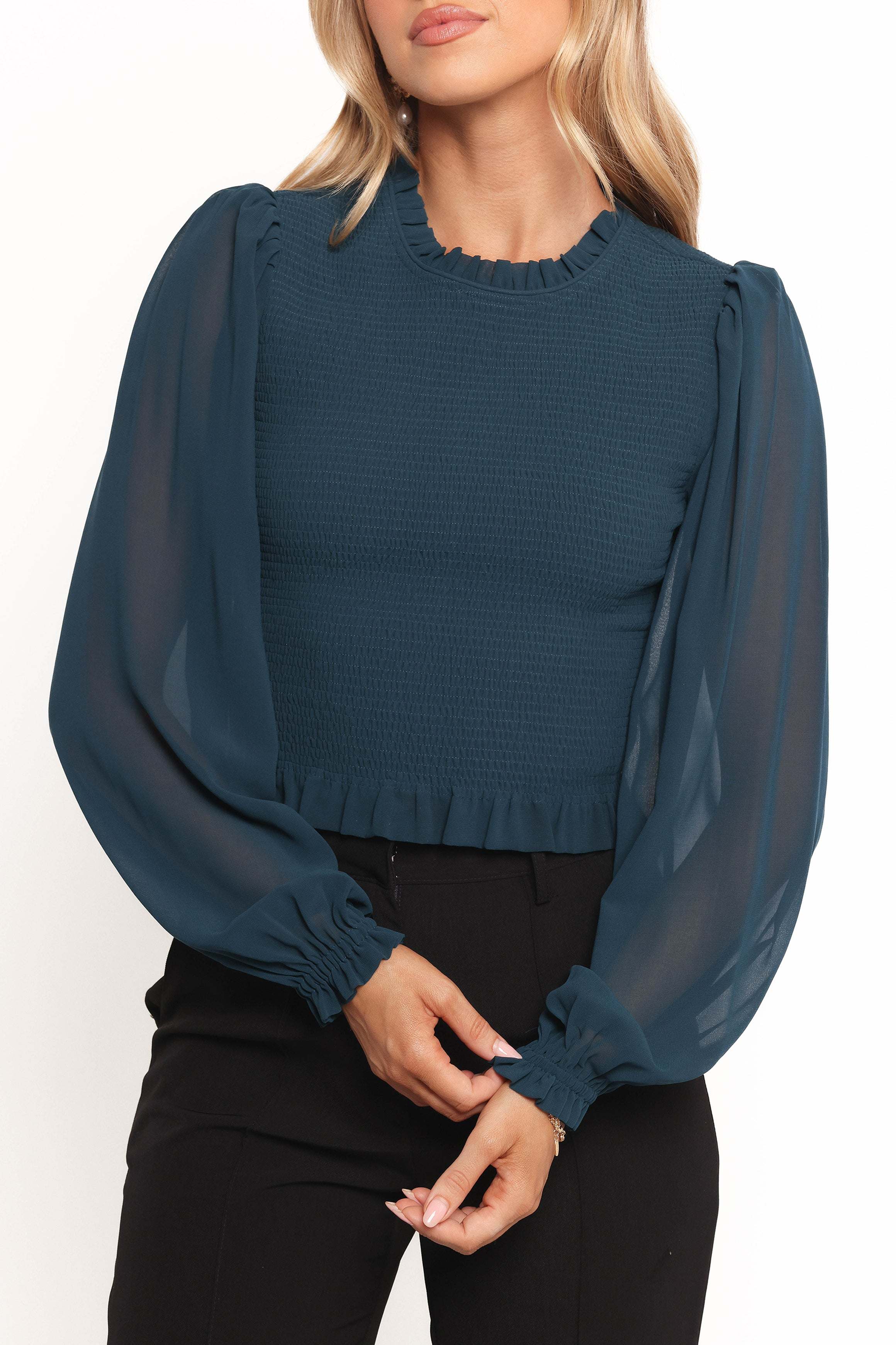 Aranha Sheer Sleeve Top - Dark Blue - XL - Image 34