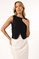 Daniella Linen Vest - Black - XL - Image 38