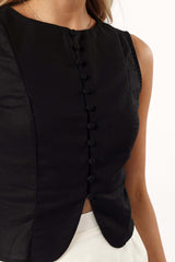 Daniella Linen Vest - Black - XL - Image 39