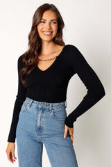 Ace Long Sleeve Knit Bodysuit - Black - M/L - Image 19