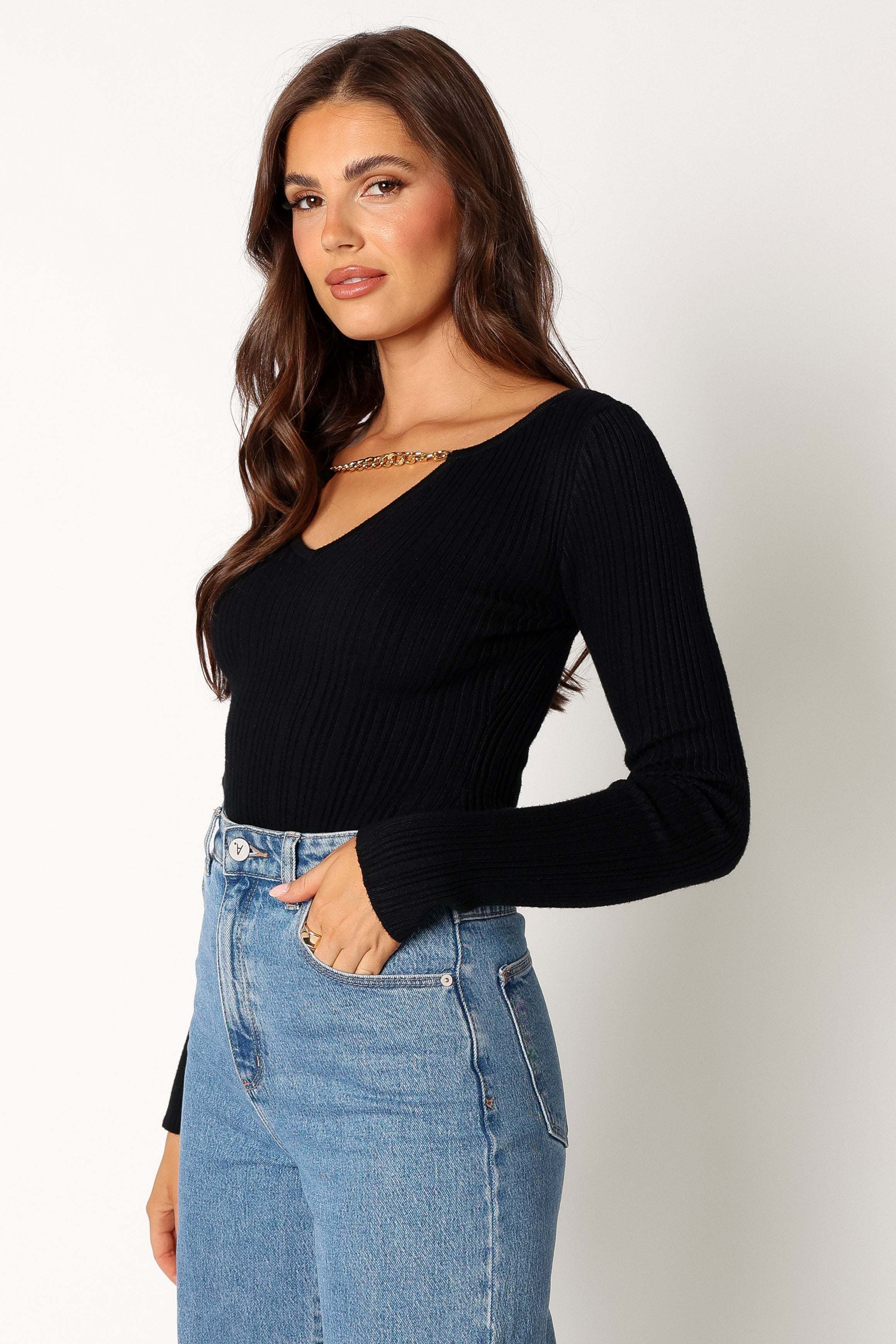 Ace Long Sleeve Knit Bodysuit - Black - M/L - Image 20