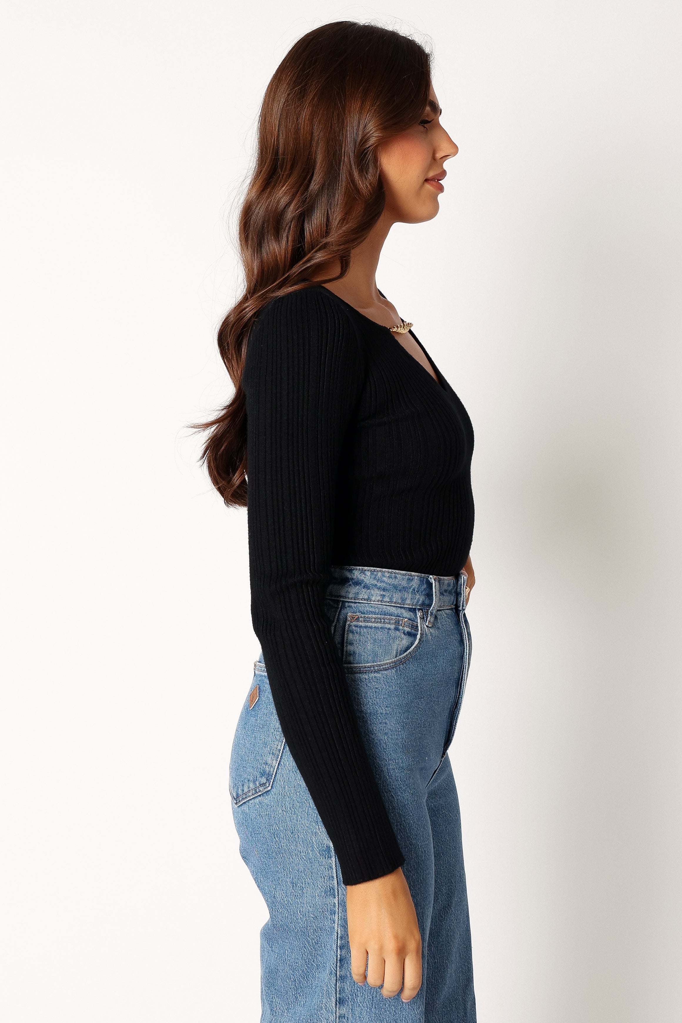 Ace Long Sleeve Knit Bodysuit - Black - M/L - Image 24