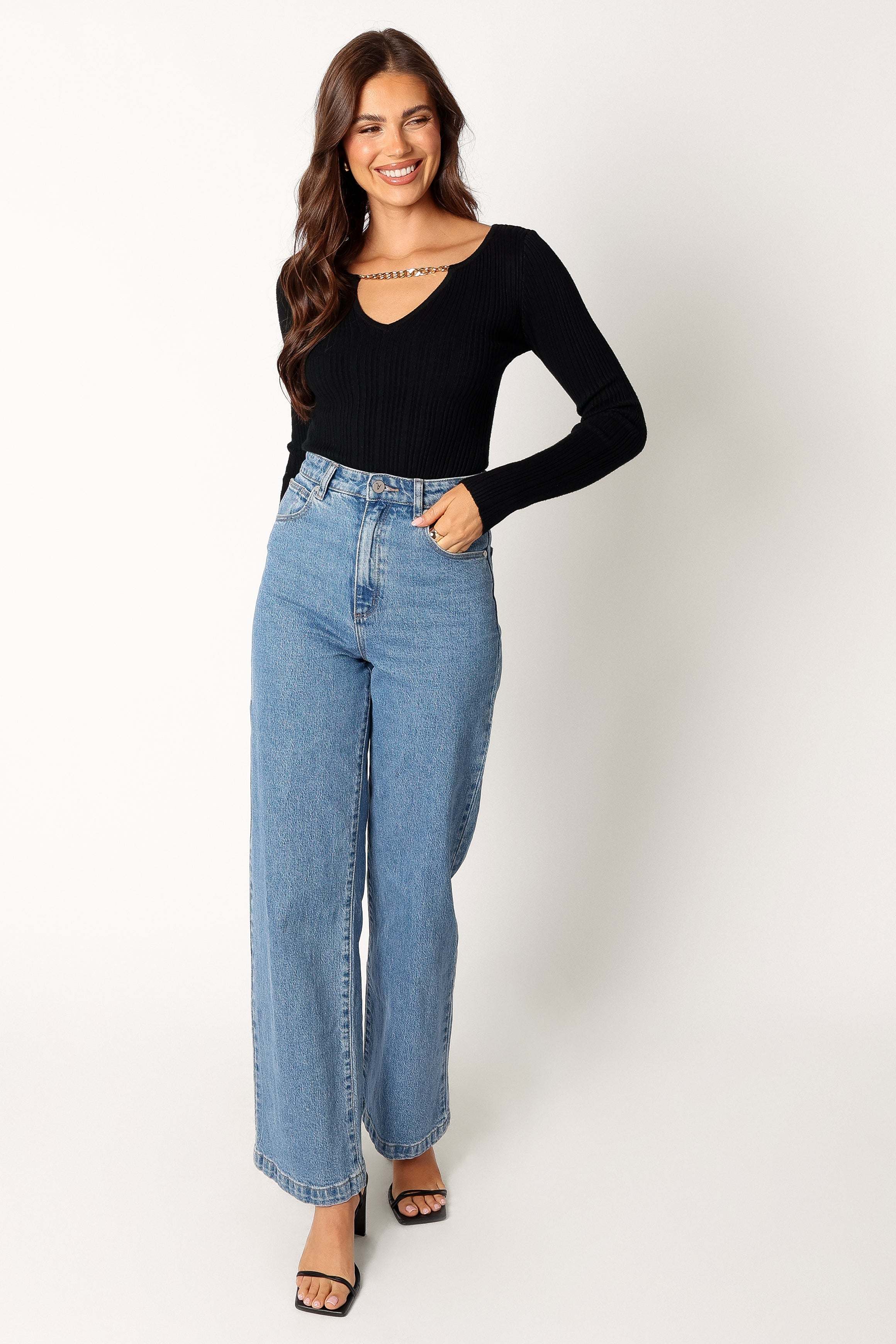 Ace Long Sleeve Knit Bodysuit - Black - M/L - Image 25